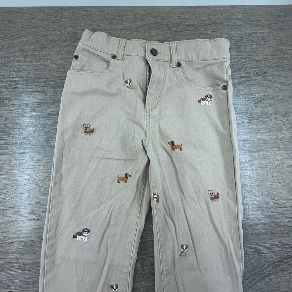 Gymboree Beige Pants with Dog Embroidery